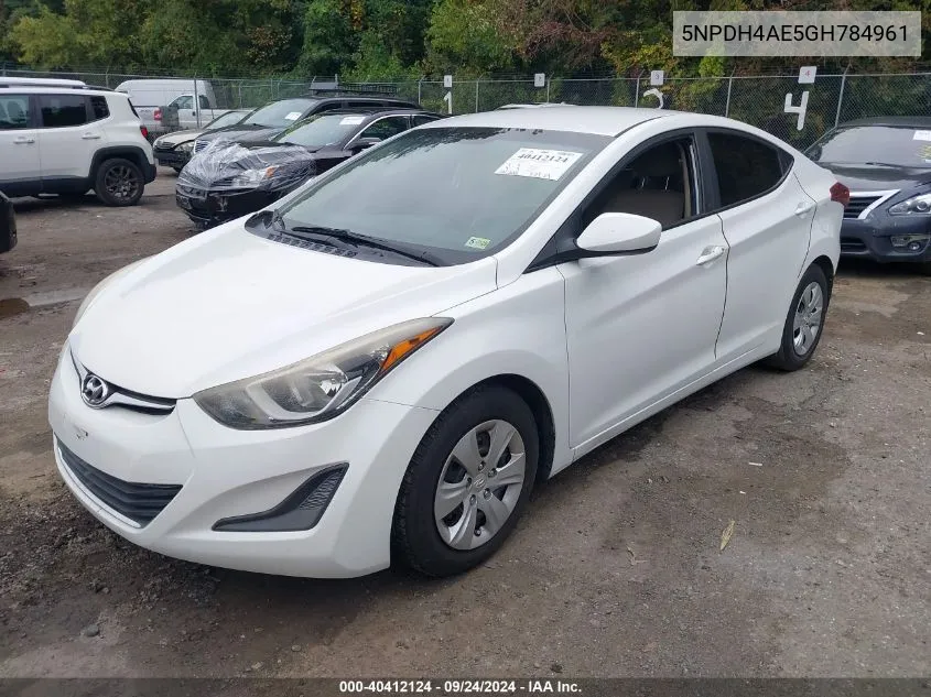 5NPDH4AE5GH784961 2016 Hyundai Elantra Se/Sport/Limited