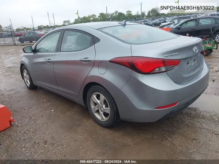 2016 Hyundai Elantra Se VIN: 5NPDH4AE8GH693022 Lot: 40417222