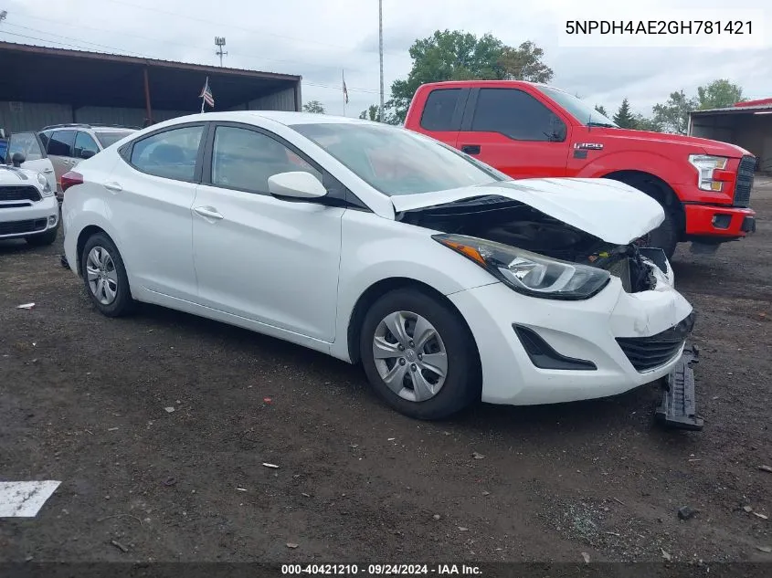 5NPDH4AE2GH781421 2016 Hyundai Elantra Se