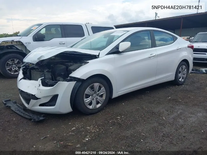 5NPDH4AE2GH781421 2016 Hyundai Elantra Se