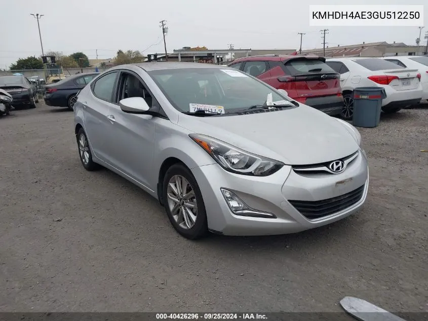 KMHDH4AE3GU512250 2016 Hyundai Elantra Se