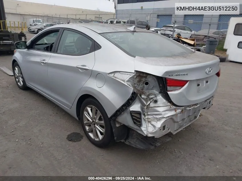 KMHDH4AE3GU512250 2016 Hyundai Elantra Se