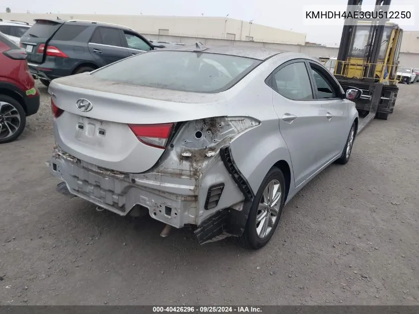 KMHDH4AE3GU512250 2016 Hyundai Elantra Se