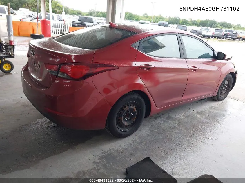 5NPDH4AE0GH731102 2016 Hyundai Elantra Se/Sport/Limited