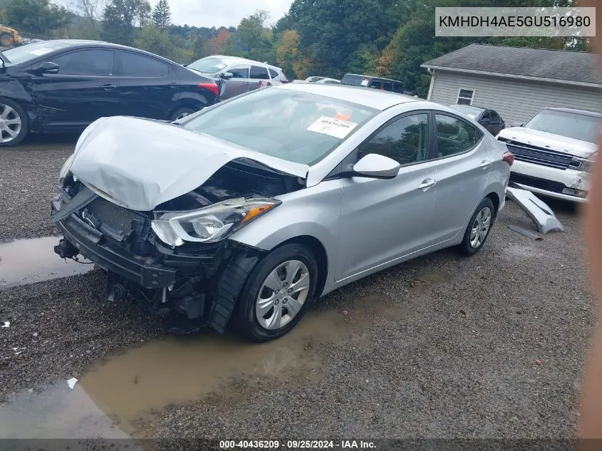 2016 Hyundai Elantra Se VIN: KMHDH4AE5GU516980 Lot: 40436209