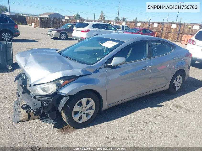 2016 Hyundai Elantra Se VIN: 5NPDH4AE4GH756763 Lot: 40438817