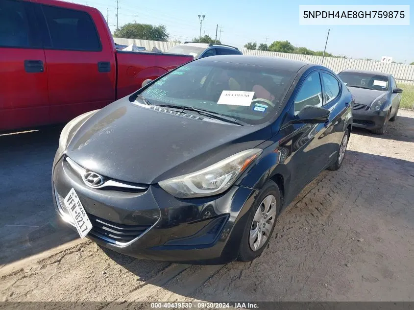 5NPDH4AE8GH759875 2016 Hyundai Elantra Se