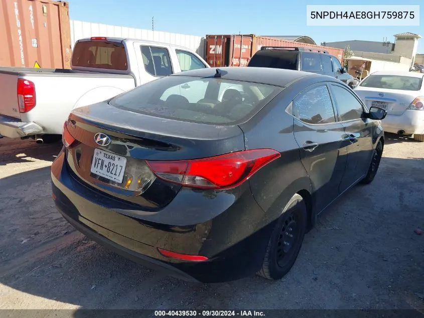 5NPDH4AE8GH759875 2016 Hyundai Elantra Se