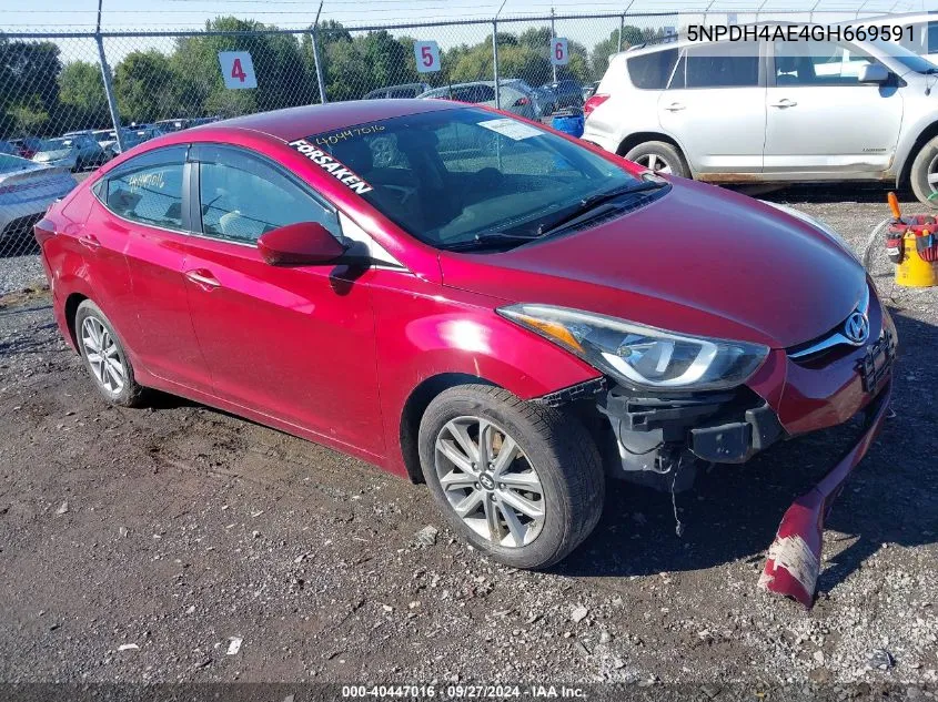 5NPDH4AE4GH669591 2016 Hyundai Elantra Se