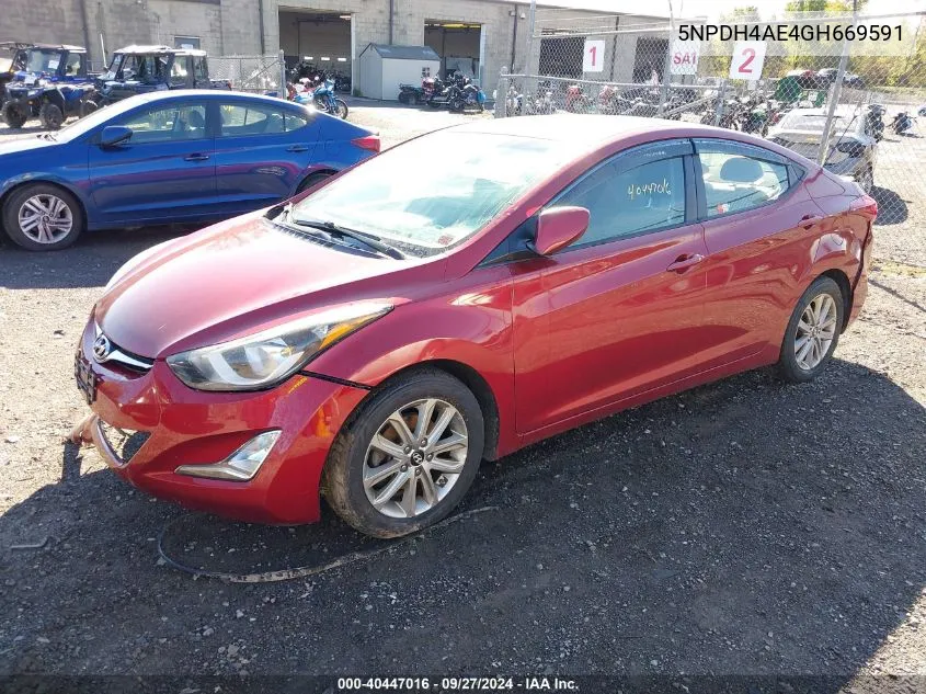 2016 Hyundai Elantra Se VIN: 5NPDH4AE4GH669591 Lot: 40447016