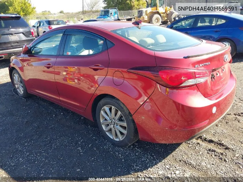 2016 Hyundai Elantra Se VIN: 5NPDH4AE4GH669591 Lot: 40447016