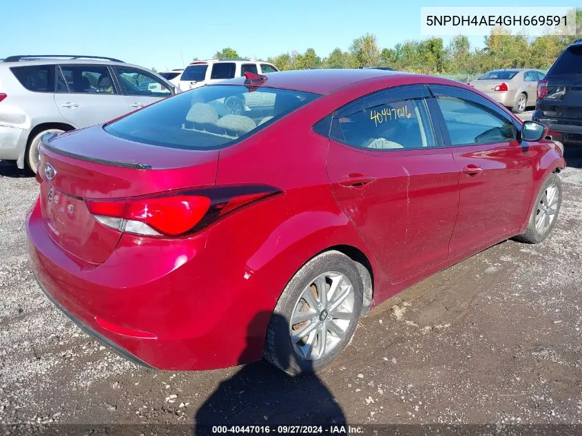 2016 Hyundai Elantra Se VIN: 5NPDH4AE4GH669591 Lot: 40447016