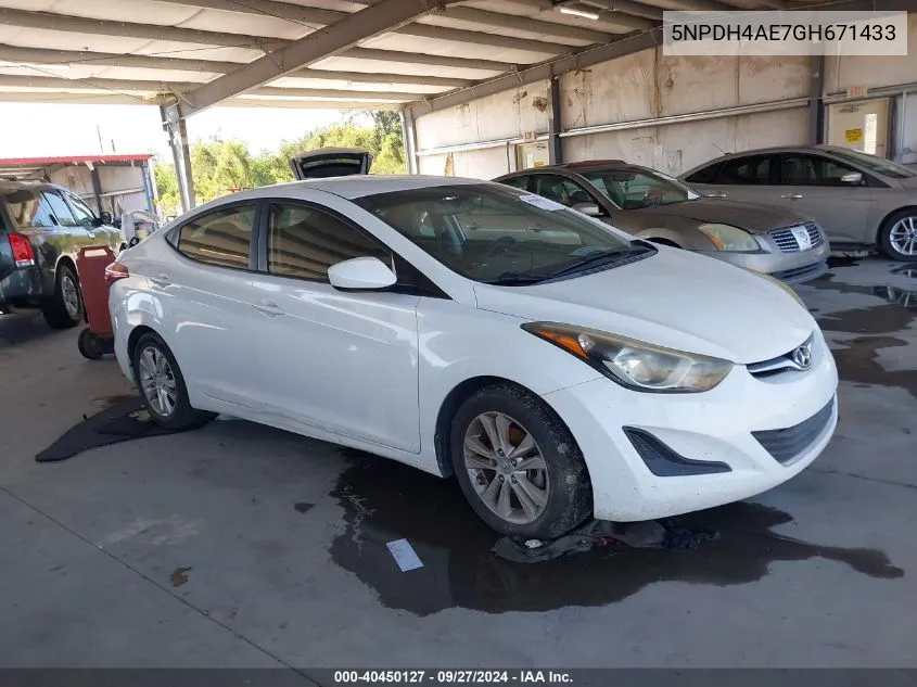 5NPDH4AE7GH671433 2016 Hyundai Elantra Se