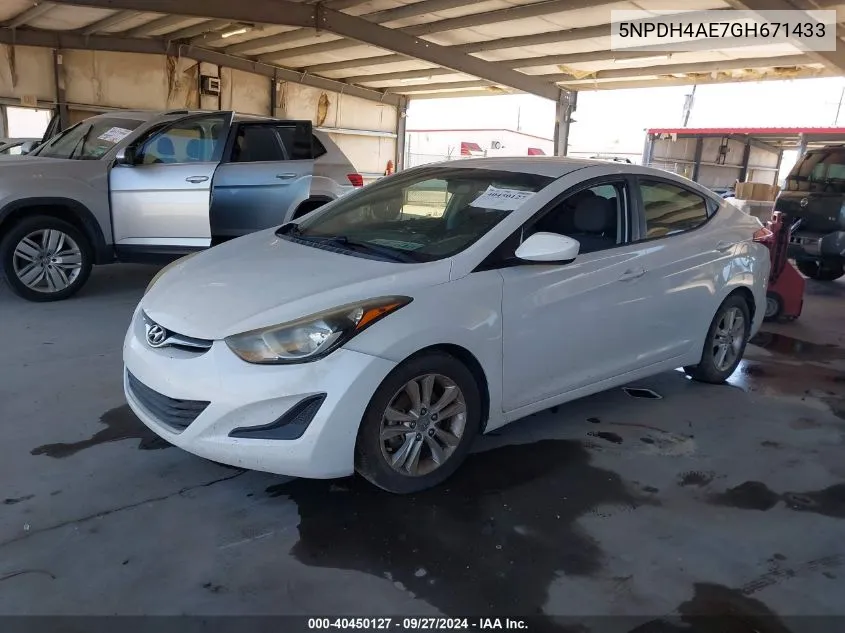 2016 Hyundai Elantra Se VIN: 5NPDH4AE7GH671433 Lot: 40450127