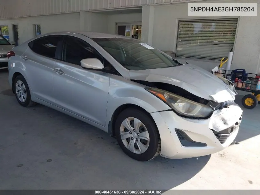 2016 Hyundai Elantra Se/Sport/Limited VIN: 5NPDH4AE3GH785204 Lot: 40451636