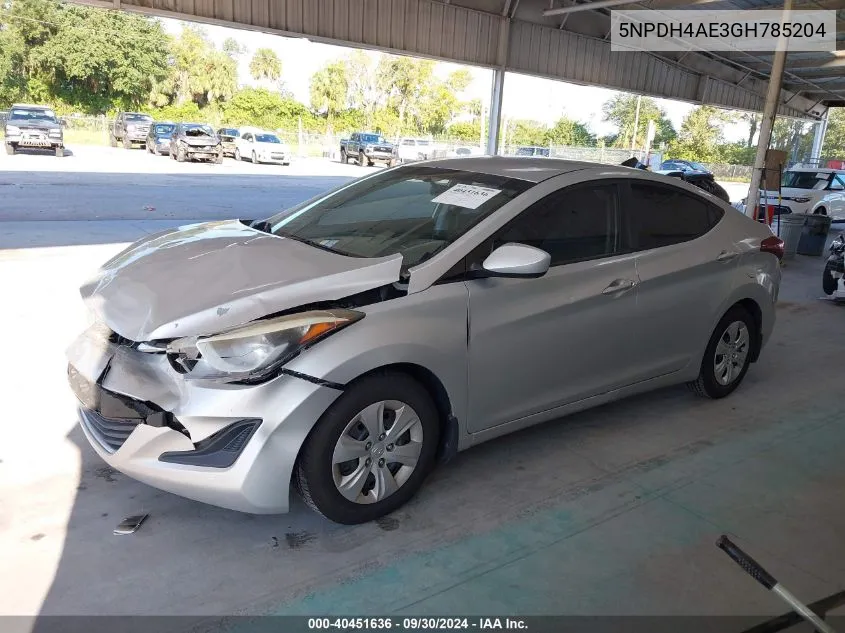 5NPDH4AE3GH785204 2016 Hyundai Elantra Se/Sport/Limited