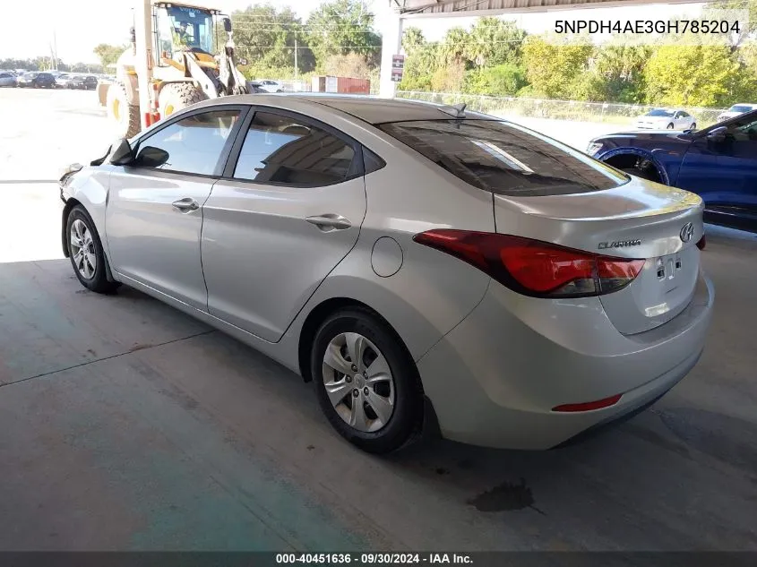 2016 Hyundai Elantra Se/Sport/Limited VIN: 5NPDH4AE3GH785204 Lot: 40451636