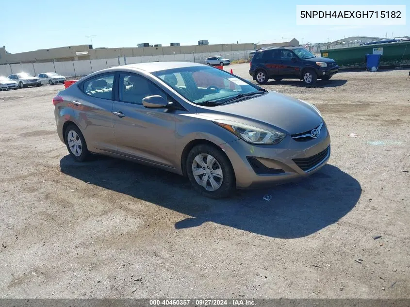 5NPDH4AEXGH715182 2016 Hyundai Elantra Se