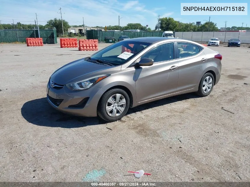 5NPDH4AEXGH715182 2016 Hyundai Elantra Se