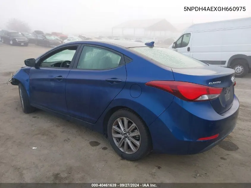 2016 Hyundai Elantra Se VIN: 5NPDH4AEXGH660975 Lot: 40461639