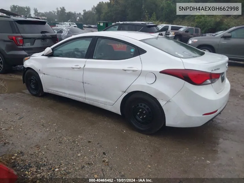 5NPDH4AEXGH662998 2016 Hyundai Elantra Se/Sport/Limited