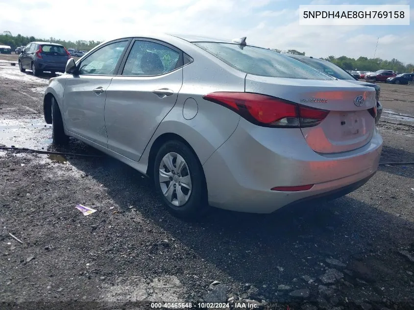 2016 Hyundai Elantra Se VIN: 5NPDH4AE8GH769158 Lot: 40465648