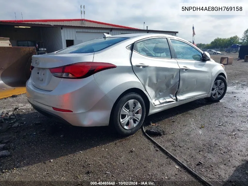 5NPDH4AE8GH769158 2016 Hyundai Elantra Se