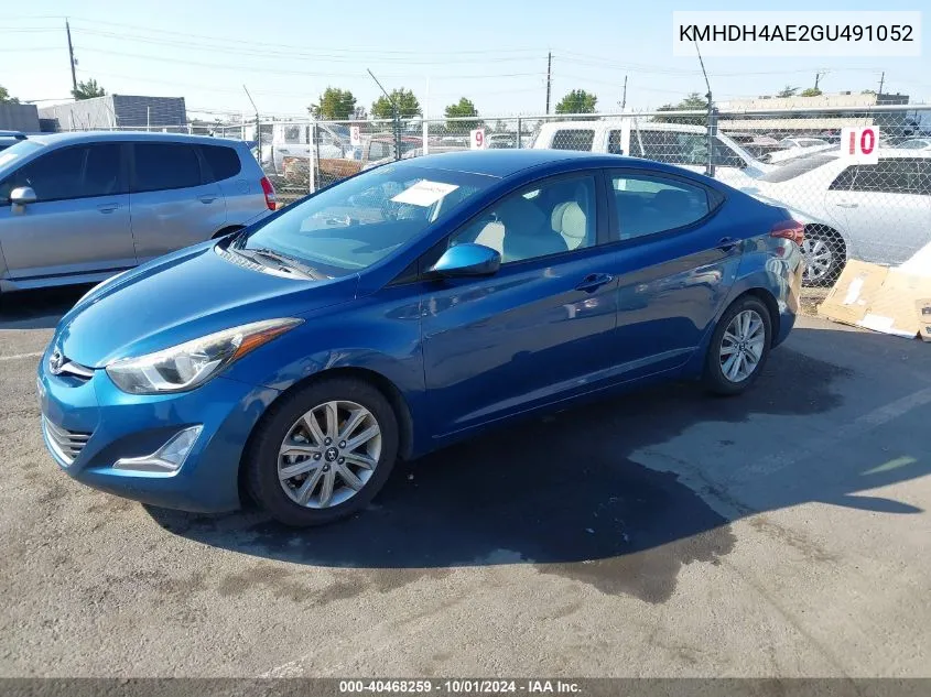 KMHDH4AE2GU491052 2016 Hyundai Elantra Se