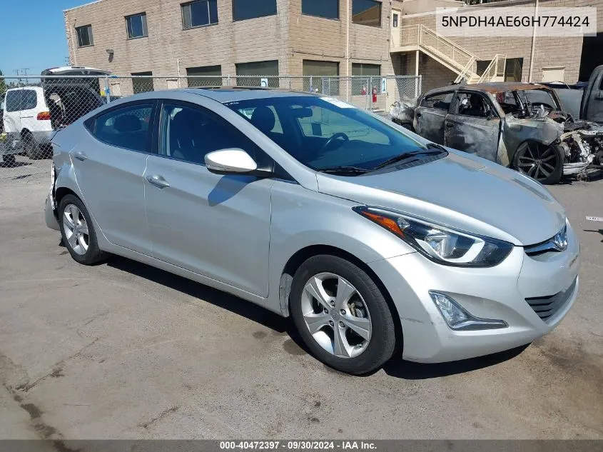 2016 Hyundai Elantra Value Edition VIN: 5NPDH4AE6GH774424 Lot: 40472397