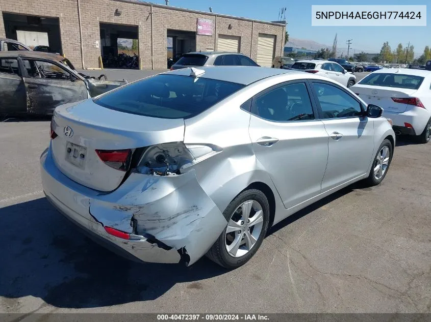 5NPDH4AE6GH774424 2016 Hyundai Elantra Value Edition