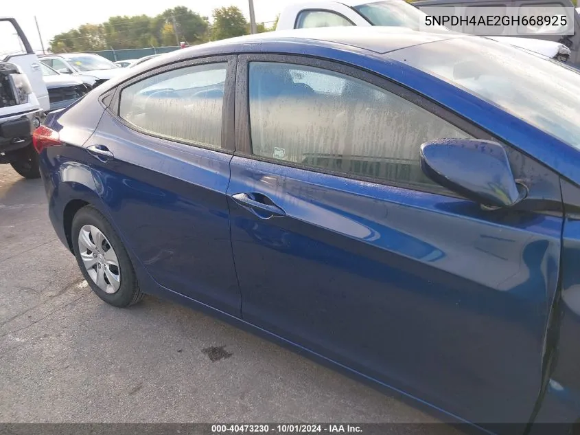 5NPDH4AE2GH668925 2016 Hyundai Elantra Se