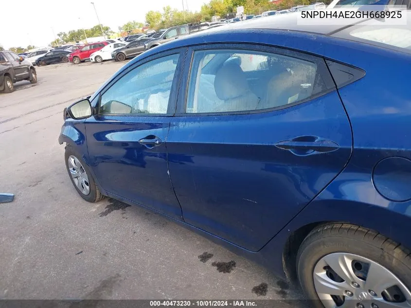 5NPDH4AE2GH668925 2016 Hyundai Elantra Se