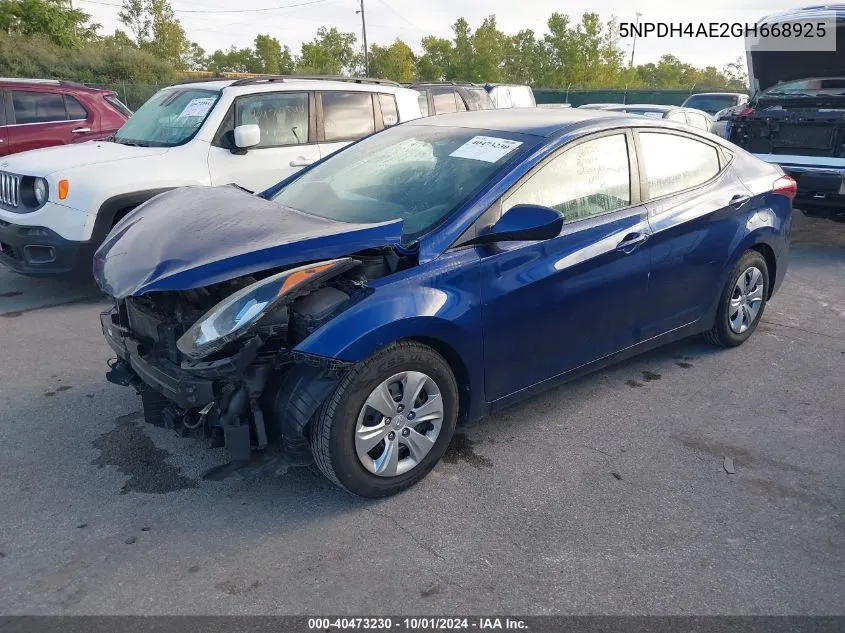 5NPDH4AE2GH668925 2016 Hyundai Elantra Se