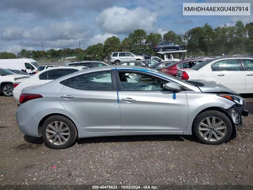 2016 Hyundai Elantra Se VIN: KMHDH4AEXGU487914 Lot: 40478623