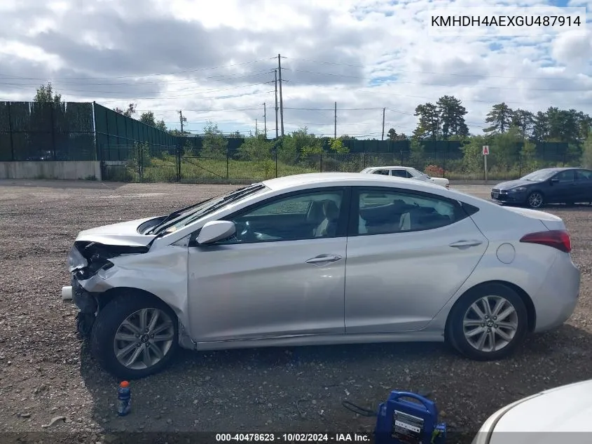 2016 Hyundai Elantra Se VIN: KMHDH4AEXGU487914 Lot: 40478623