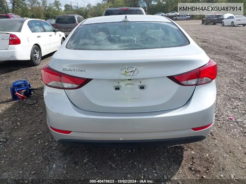 2016 Hyundai Elantra Se VIN: KMHDH4AEXGU487914 Lot: 40478623