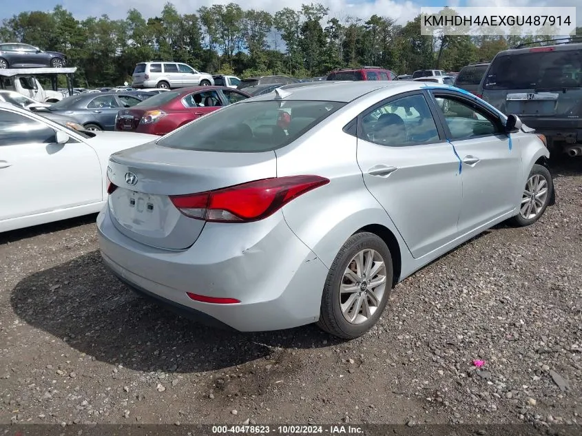 2016 Hyundai Elantra Se VIN: KMHDH4AEXGU487914 Lot: 40478623