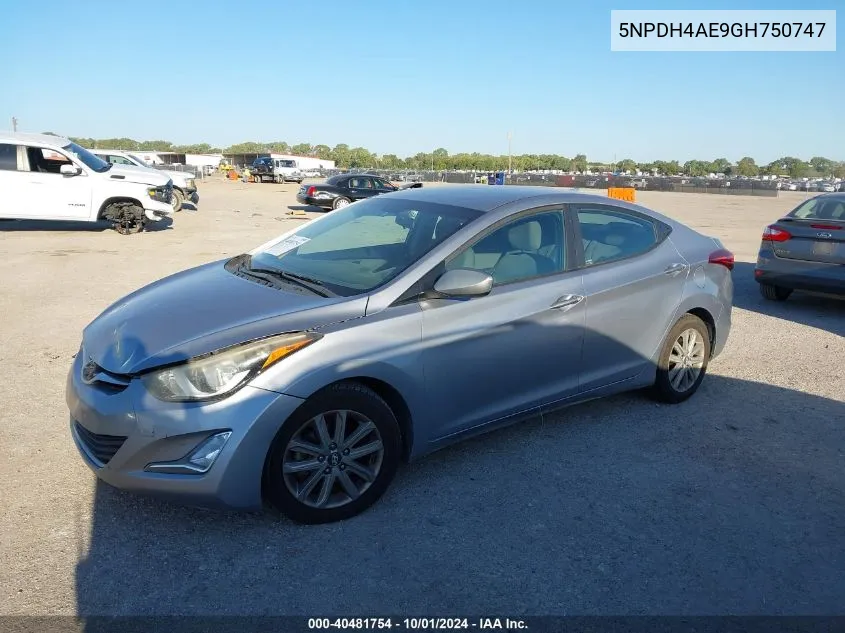 2016 Hyundai Elantra Se VIN: 5NPDH4AE9GH750747 Lot: 40481754