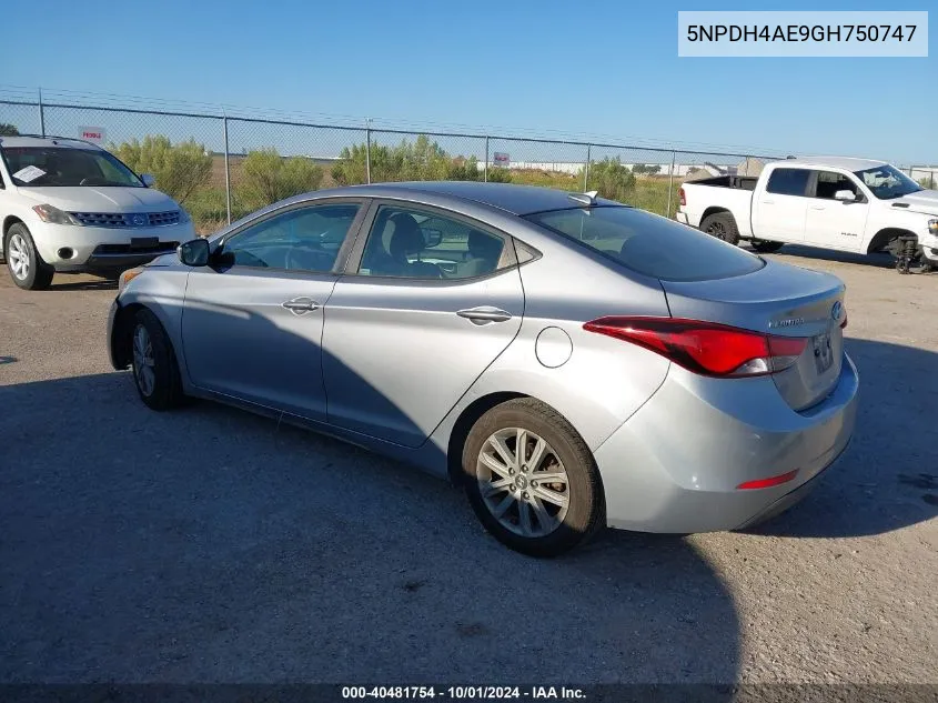 2016 Hyundai Elantra Se VIN: 5NPDH4AE9GH750747 Lot: 40481754