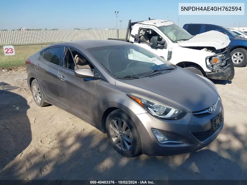 5NPDH4AE4GH762594 2016 Hyundai Elantra Se