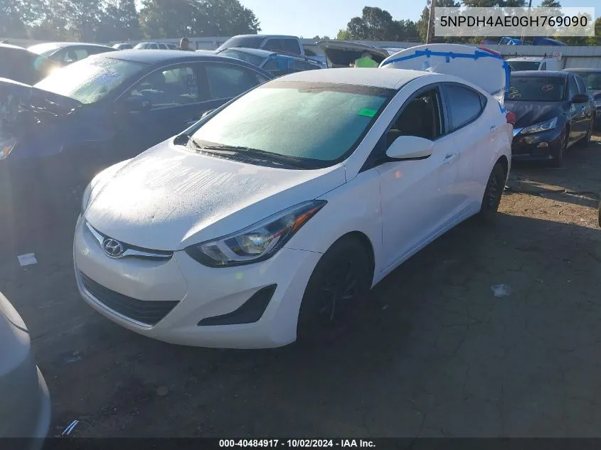 2016 Hyundai Elantra Se VIN: 5NPDH4AE0GH769090 Lot: 40484917