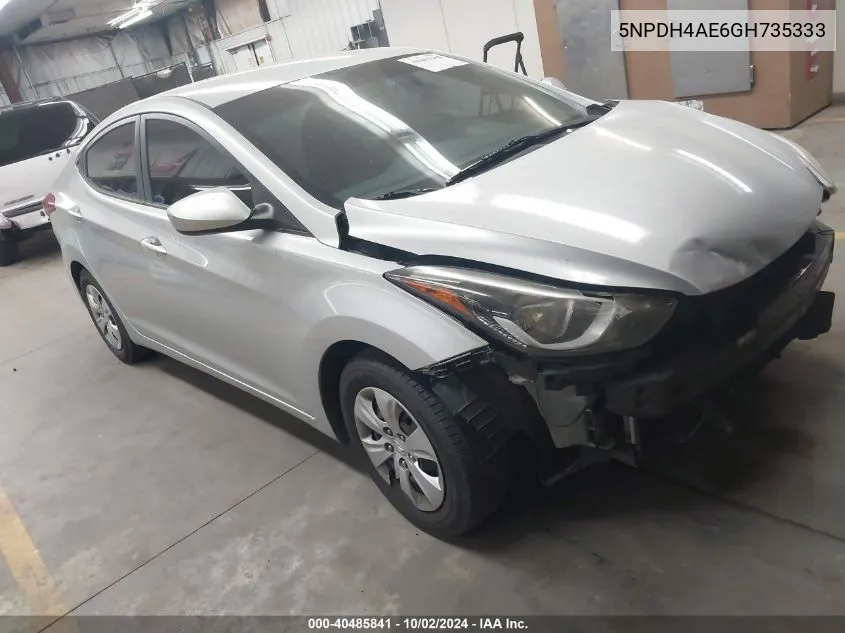 5NPDH4AE6GH735333 2016 Hyundai Elantra Se