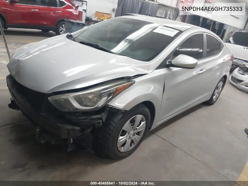 2016 Hyundai Elantra Se VIN: 5NPDH4AE6GH735333 Lot: 40485841