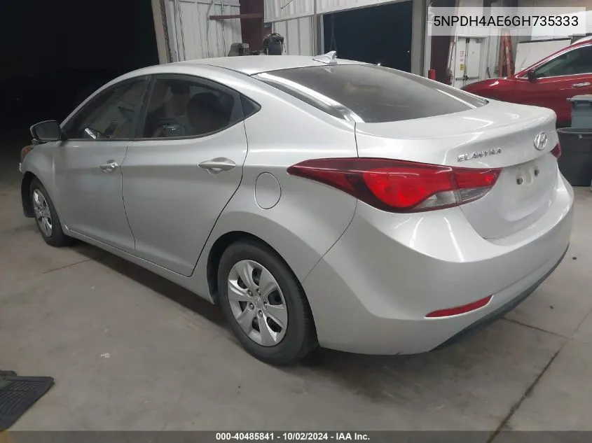 2016 Hyundai Elantra Se VIN: 5NPDH4AE6GH735333 Lot: 40485841