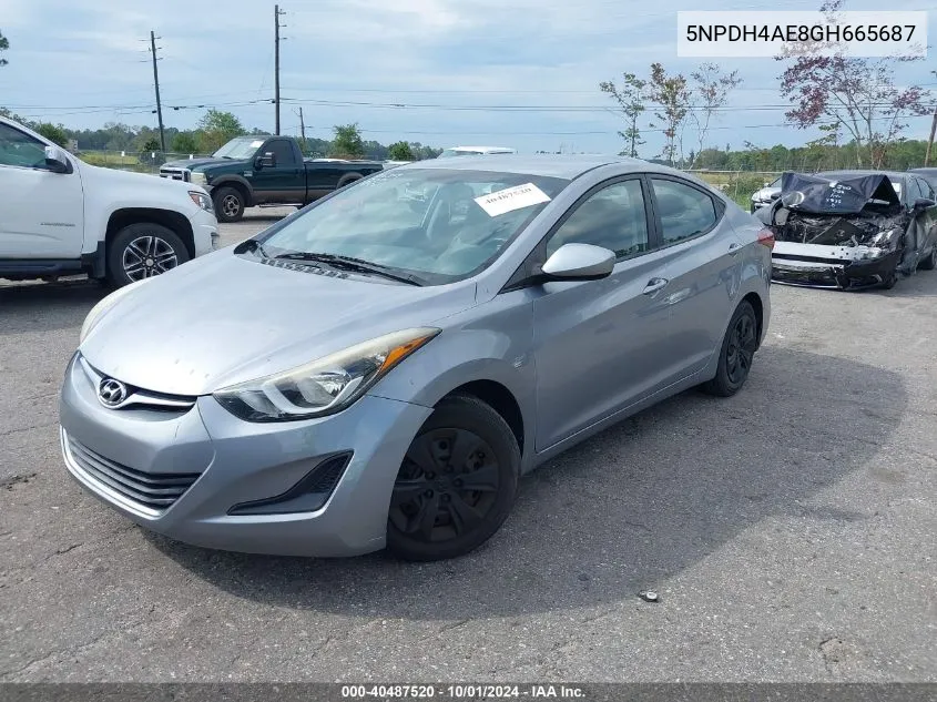 2016 Hyundai Elantra Se VIN: 5NPDH4AE8GH665687 Lot: 40487520