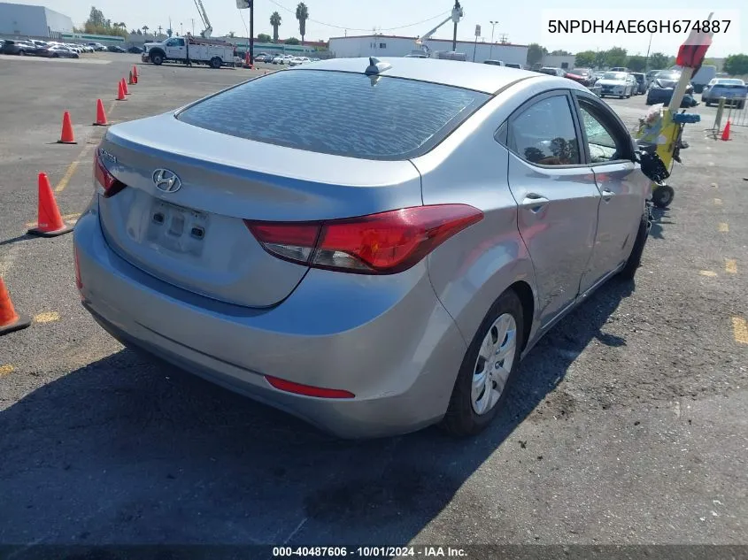 2016 Hyundai Elantra Se VIN: 5NPDH4AE6GH674887 Lot: 40487606