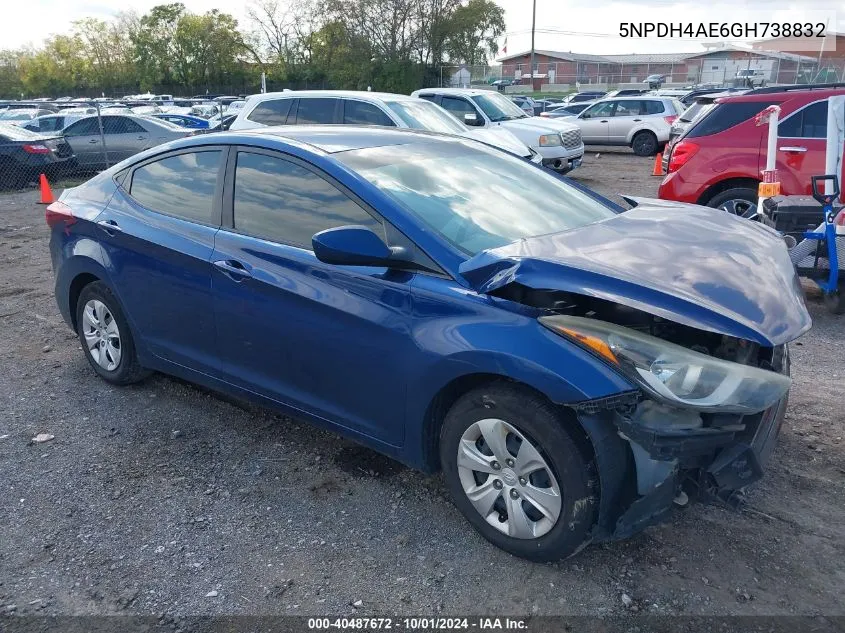 5NPDH4AE6GH738832 2016 Hyundai Elantra Se