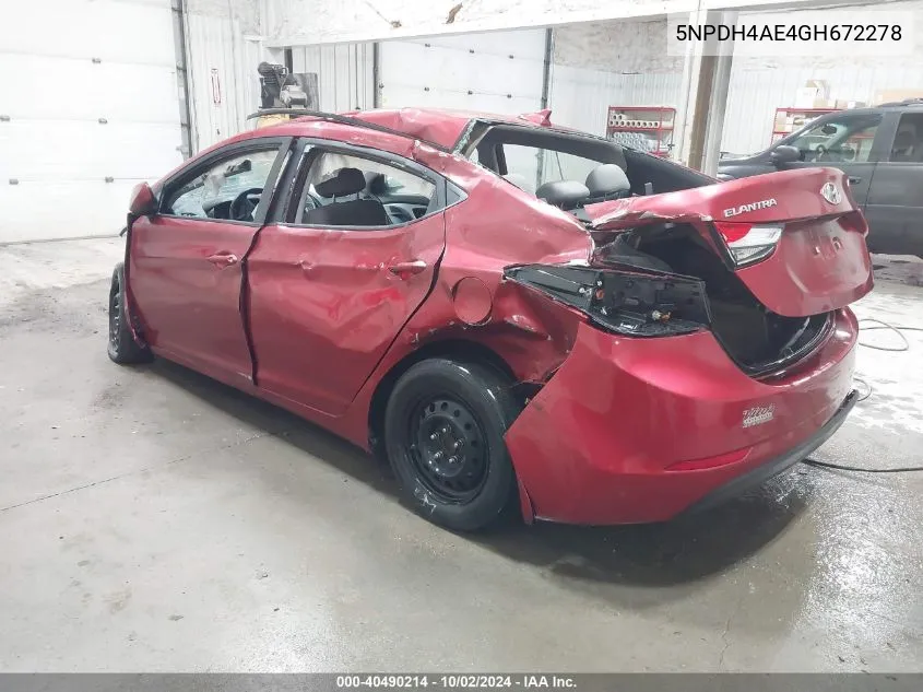 5NPDH4AE4GH672278 2016 Hyundai Elantra Se