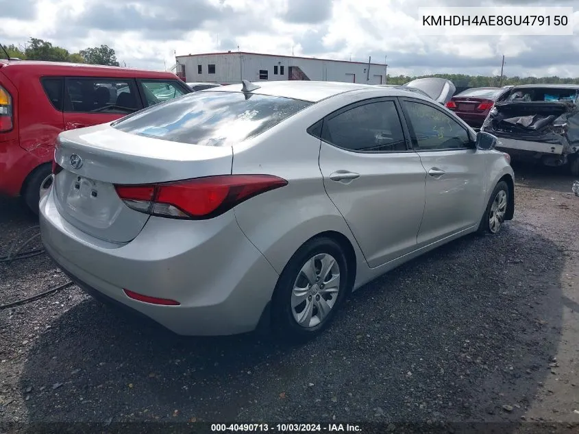 2016 Hyundai Elantra Se VIN: KMHDH4AE8GU479150 Lot: 40490713