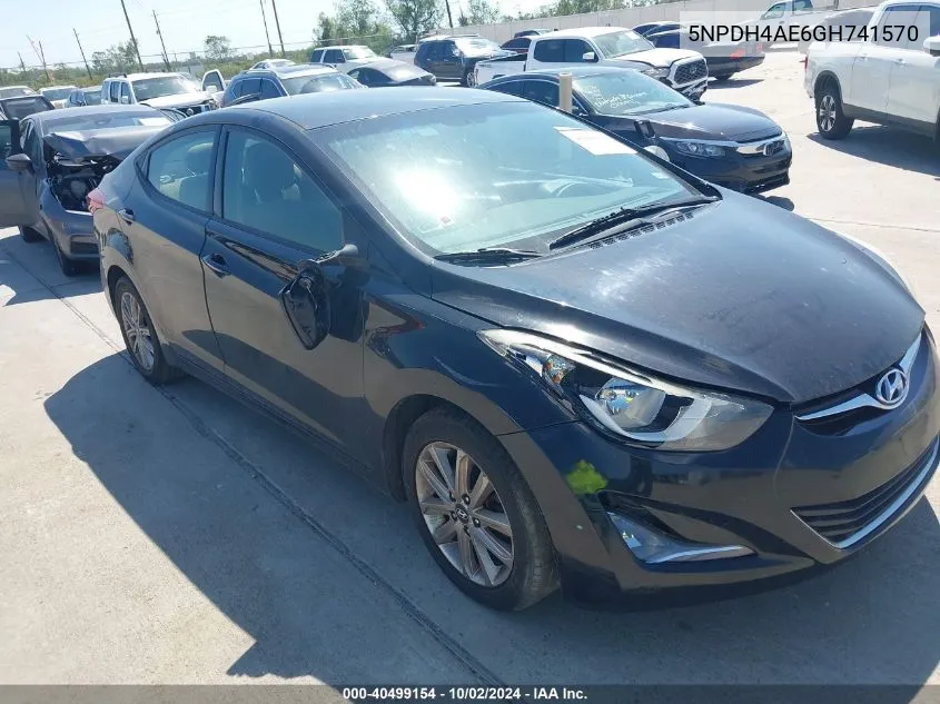 2016 Hyundai Elantra Se VIN: 5NPDH4AE6GH741570 Lot: 40499154